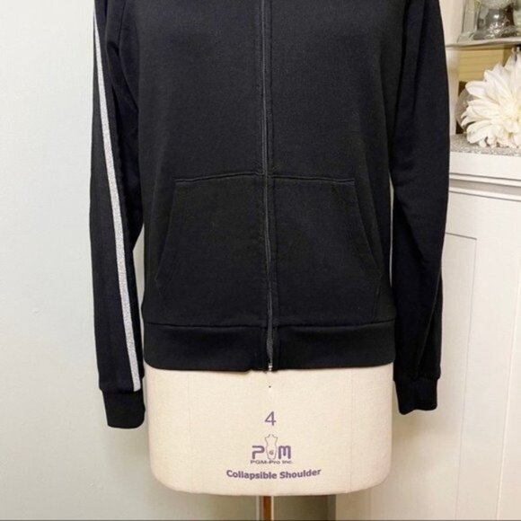 Victoria’s Secret Pink Sequin Floral Bling Zip Front Jacket Hoodie Small - Picture 5 of 13